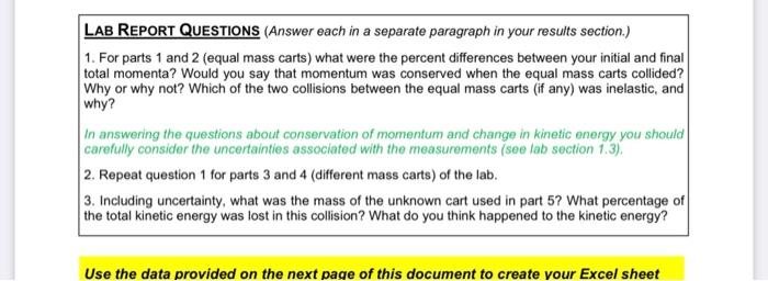 Cart and hanging mass lab report answers