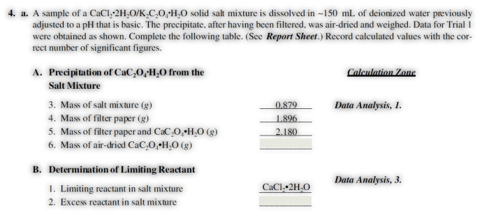 Limiting reactant pre lab answers