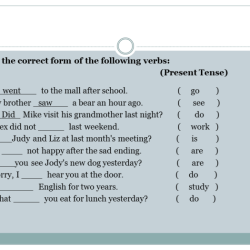 Verbos complete the chart with the correct verb forms.