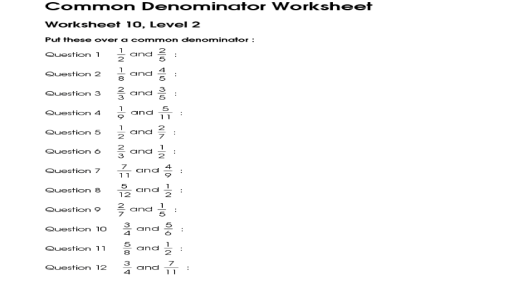 Homework and practice 7-2 find common denominators answer key